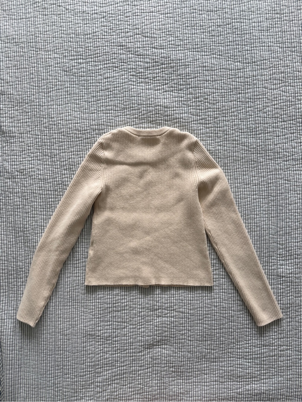 Sezane Cream Ribbed Button-Up Cardigan - Picture 3 of 6